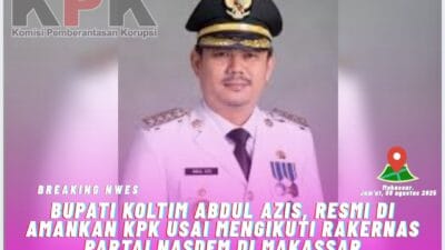 Bupati Koltim Abdul Azis. Resmi di Amankan KPK Usai Mengikuti Rakernas Partai Nasdem di Makassar