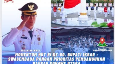 Momentum HUT RI ke-80. Bupati Ikbar: Swasembada Pangan Proritas Pembangunan Daerah Konawe Utara