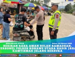 Berikan Rasa Aman Bulan Ramadhan, Personel Polres Konawe Utara Hadir Jaga Kamtibmas Jelang Berbuka