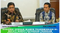 Audiensi Dengan Wamen Ttansmigrasi RI. Bupati Konut Paparkan Program Pengembangan Wilayah Produktif