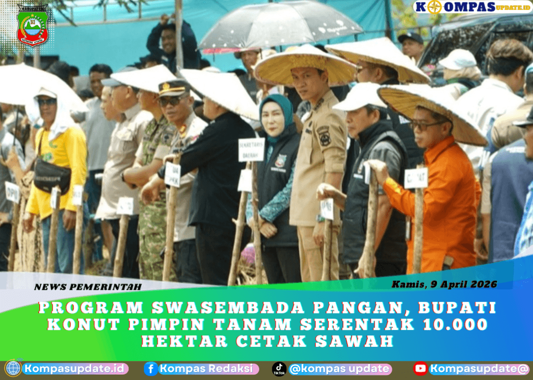 Program Swasembada Pangan, Bupati Konut Pimpin Tanam Serentak 10.000 Hektar Cetak Sawah
