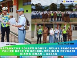 Satlantas Polres Konut, Gelar Program Police Goes To School Berikan Edukasi Siswa SMAN 1 Asera