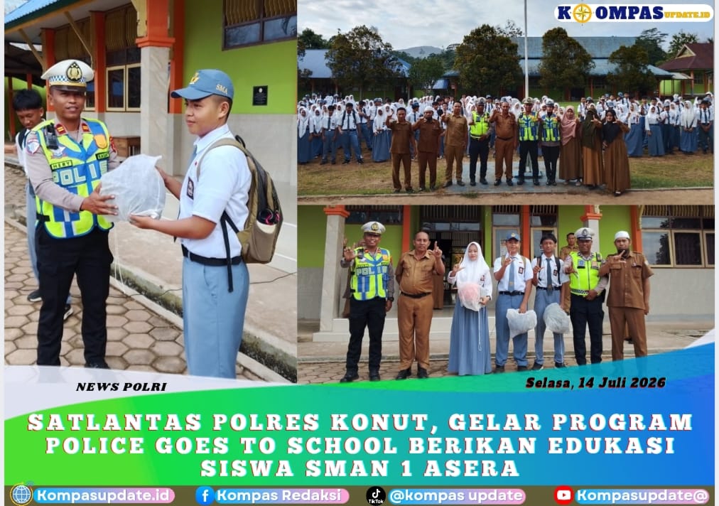 Satlantas Polres Konut, Gelar Program Police Goes To School Berikan Edukasi Siswa SMAN 1 Asera