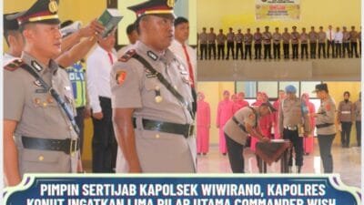 Pimpin Sertijab Kapolsek Wiwirano, Kapolres Konut Ingatkan Lima Pilar Utama Commander Wish Kapolda Sultra